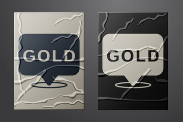 White Gold bars icon isolated on crumpled paper background. Banking business concept. Paper art style. Vector