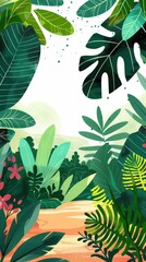 Vibrant tropical foliage in a lush environment