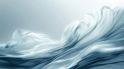 blue fabric flows in waves.