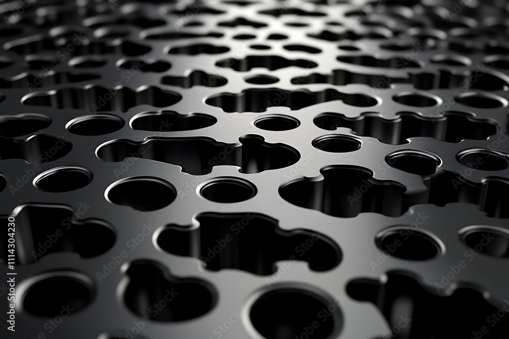 Poster abstract metallic surface with irregular holes.