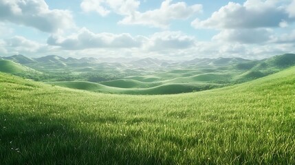 Fototapeta premium Rolling Green Hills Under a Sunny Sky