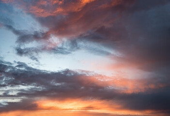 sky background in the evening, colorful dramatic clouds