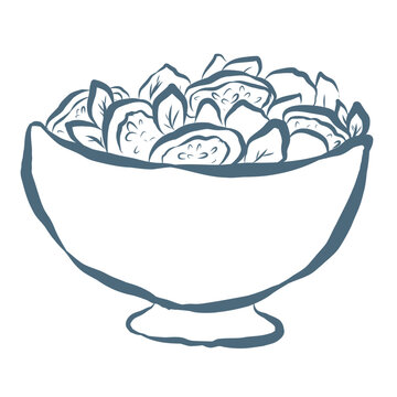 recommend clip art: Line Art Illustration of Mediterranean Dish. Vector Graphic.