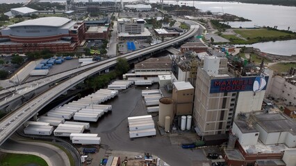 Industrial area of Jacksonville Florida city skyline Maxwell House coffee factory 