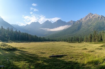 Fototapeta premium Majestic Mountain Valley at Dawn