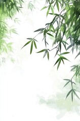 Fototapeta premium 竹の葉が広がる幻想的な風景を描いた背景
