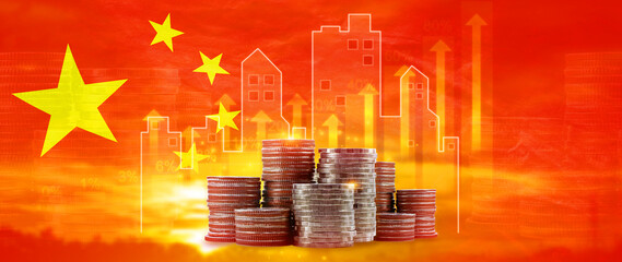 Business and Finance Concept Of China Investments. China economic and financial system, Monetary...