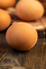 boiled chicken eggs on the table. close-up