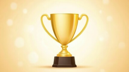 Fototapeta premium Golden Trophy Award on a Soft Blurred Background with Bokeh Effect
