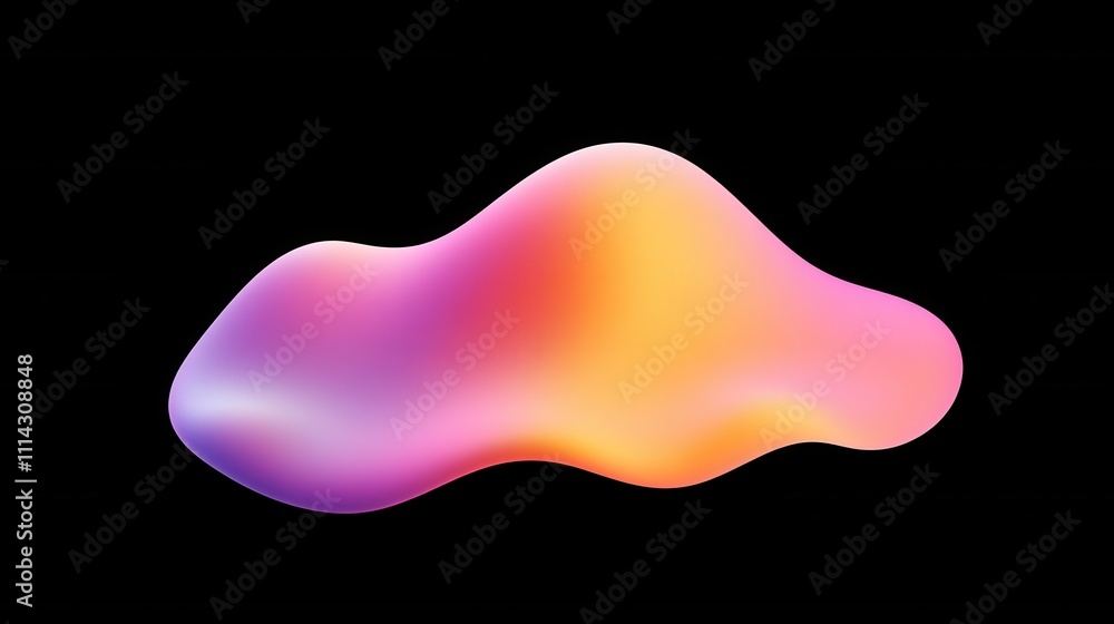 Poster Abstract Colorful Fluid Shape on Black Background for Design Projects