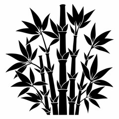 Bamboo vector silhouette black design white background