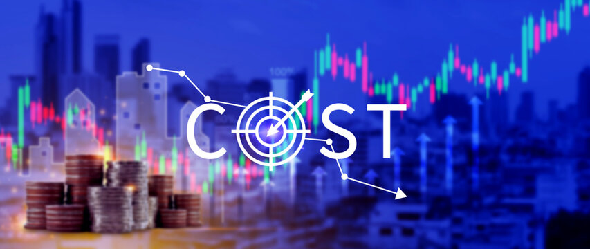 Cost reduction concept, Expenses and saving money, Business strategy and project management, with growth graph of quality control, cost reduction, efficient business and budget cutting.