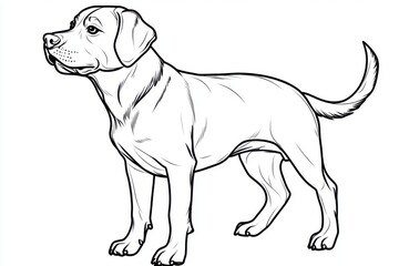 Fototapeta premium Elegant Line Art Drawing of a Labrador Retriever Dog Standing Profile View