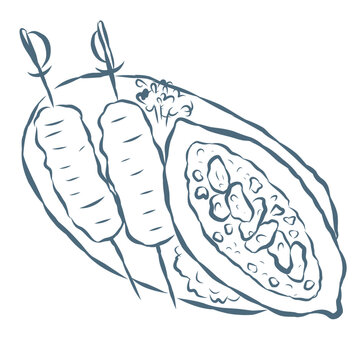 recommend clip art: Line Art Illustration of Mediterranean Dish. Vector Graphic.