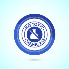 No Toxic Chemicals icon design illustration. No harmful chemical sign. Blue Color Button Design