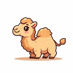 Fototapeta premium Chibi Camel Illustration in Flat Style on White Background