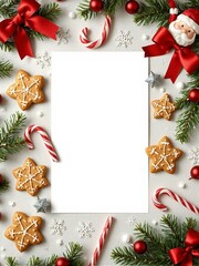 christmas background with christmas cookies and decorations