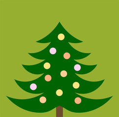 Christmas tree decorated with balls. Vector illustration.