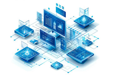 Server Virtualization Concept - Partitioning of Central Physical Server into Smaller Virtual Servers to Maximize Computing Resources