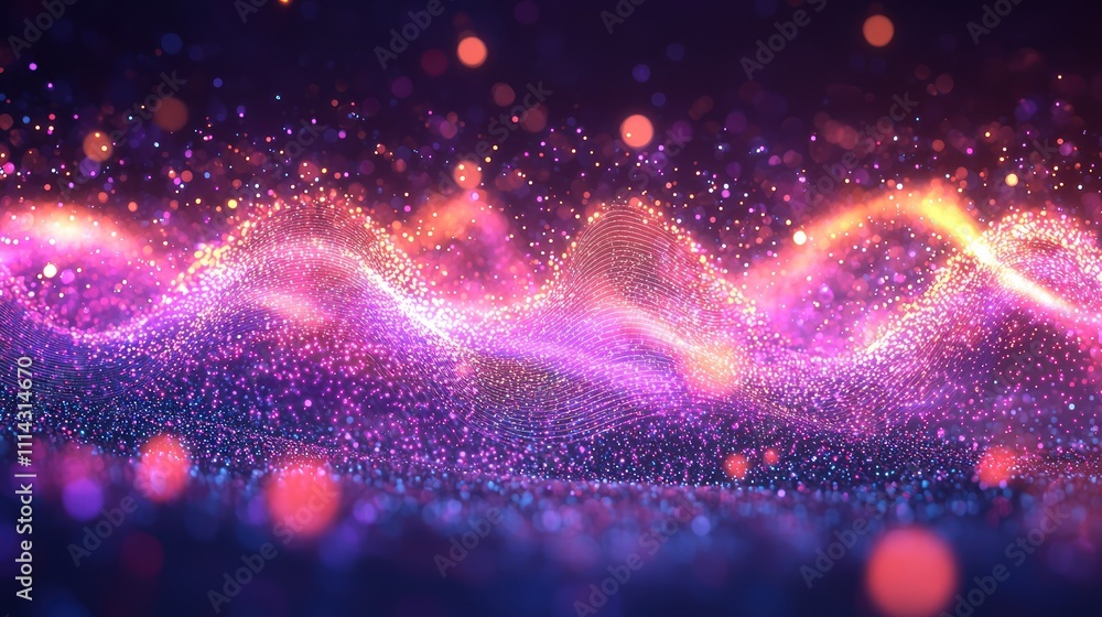 Poster abstract colorful particle wave background