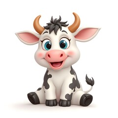 Fototapeta premium Adorable 3D Render of a Happy Calf
