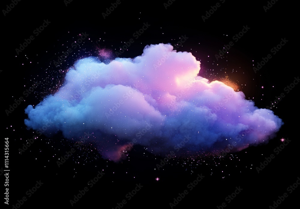 Poster the image features a background of boundless outer space, adorned with nebulae and galaxies.