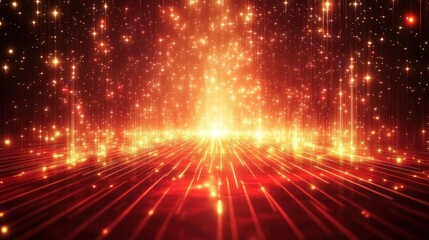 Fototapeta premium Radiant Red Starry Path: A Digital Celebration of Light and Energy
