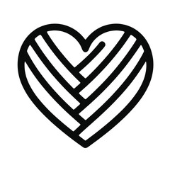 Stylized heart icon illustration with stripes  for graphic design