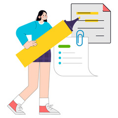 Young Business Woman. Flat Vector Illustration