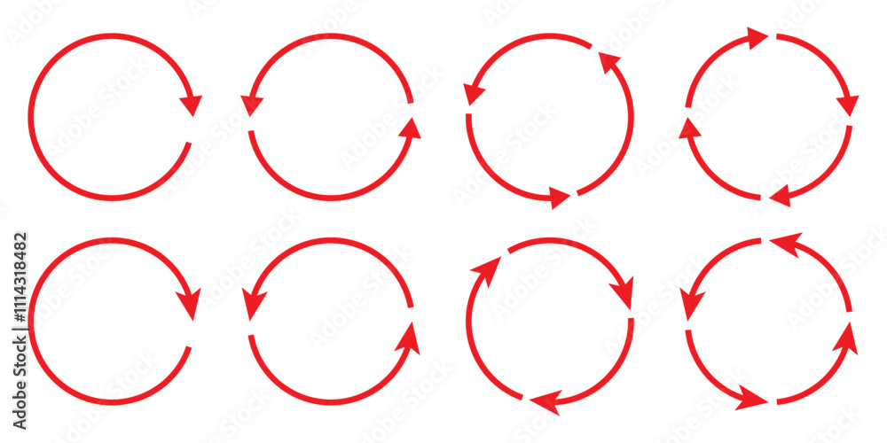 Poster cyclic rotation icon set. symbol of reload, refresh, loading, recycle and repeat icon vector .