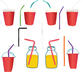 glass of juice drinking cups set pattern