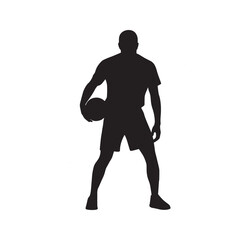 Fototapeta premium Volleyball sports player man silhouette with volleyball.