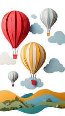 Fototapeta premium Colorful hot air balloons in clear blue skies.