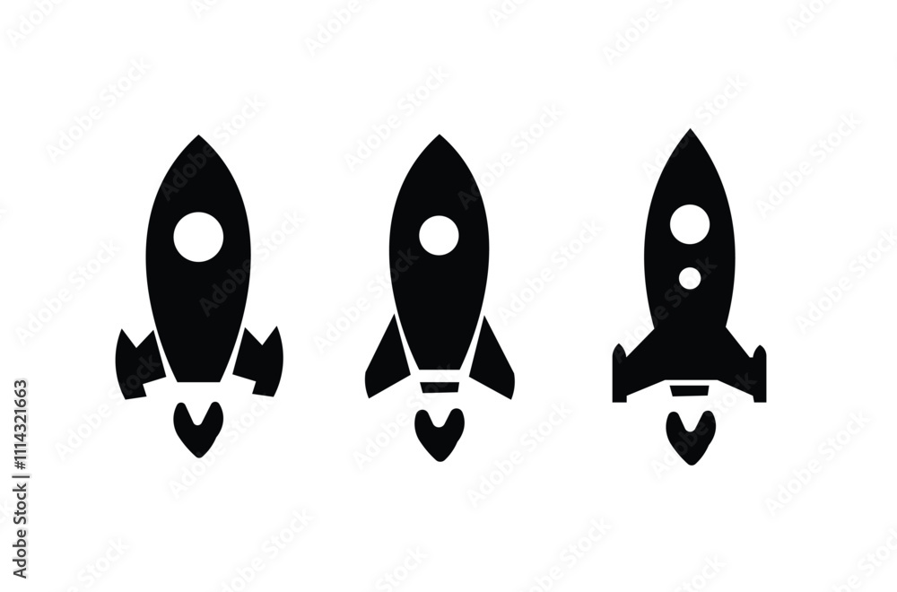 Poster rocket icon set. startup icon vector. abstract rocket
