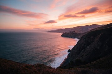 Coastal Sunset Landscape Dramatic Cliffs Ocean Sky