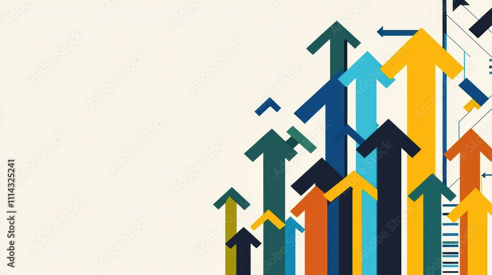 Poster the image features a vibrant composition of upward-pointing arrows in various colors, symbolizing gr