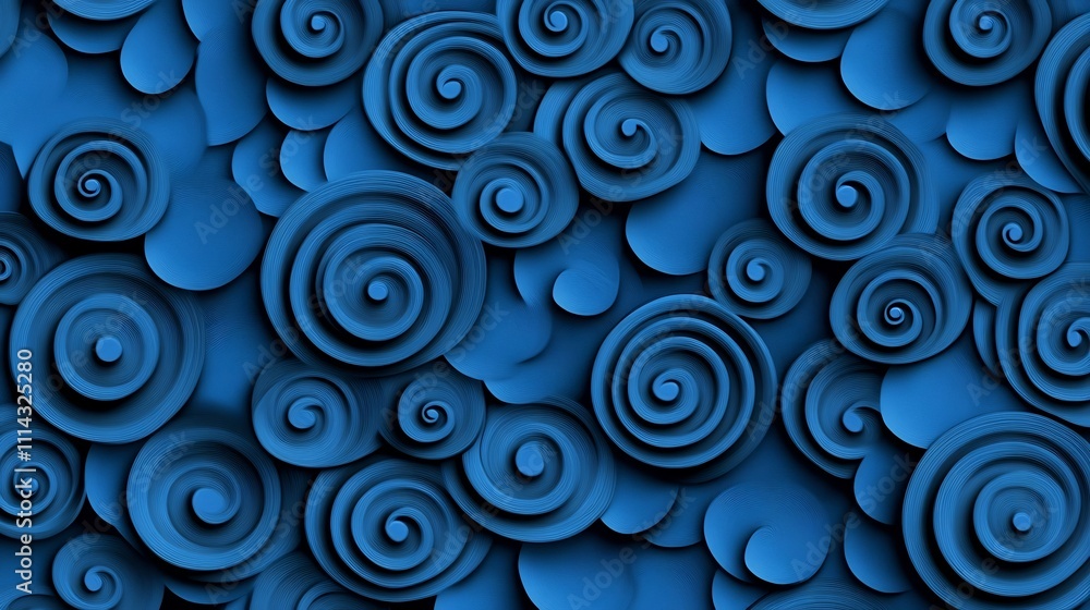 Poster mesmerizing abstract swirling patterns on a dark blue background