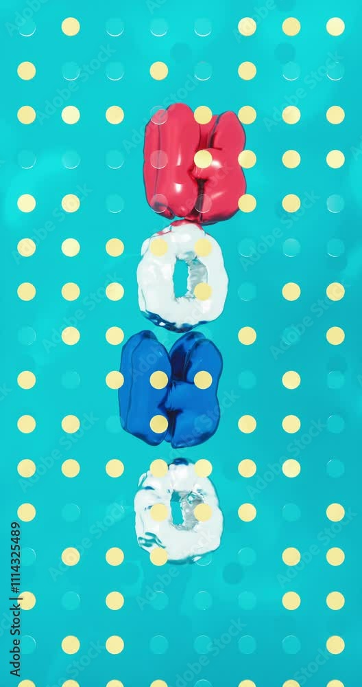 Aufkleber merry christmas background with flying hohoho balloon letters. 4k seamless loop animation. 3d render
