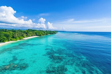Obraz premium Tropical Island Beach Coastline Azure Ocean Waterscape