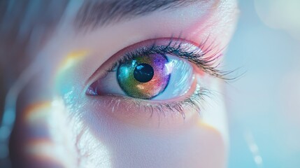 A Close-Up of a Captivating Eye with Vibrant Rainbow Hues