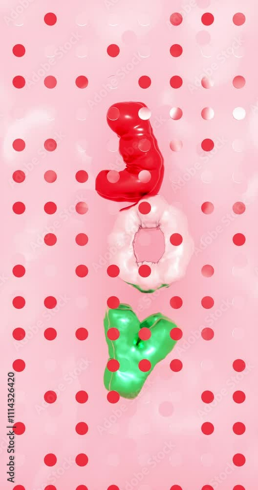 Aufkleber merry christmas background with flying joy balloon letters. 4k seamless loop animation. 3d rendering