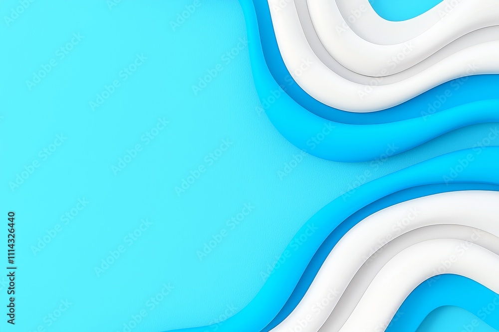 Poster a design with abstract flowing waves in different tones of blue.