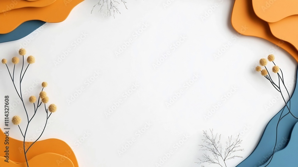 Poster minimalistic abstract designs on white background with light gray shadows and clean lines