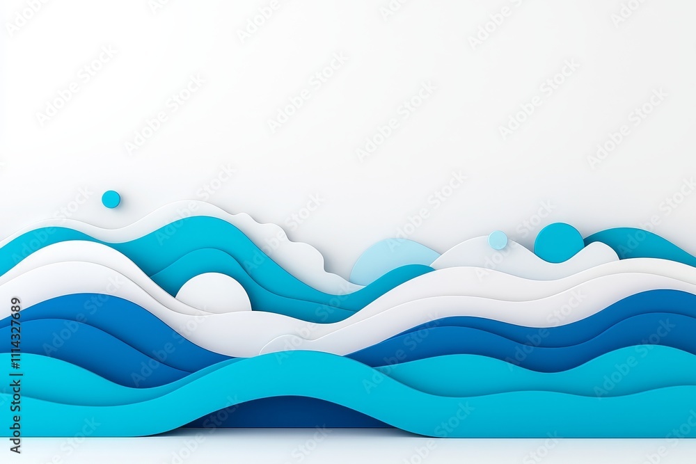 Poster a wavy abstract design in blue tones that creates a calming visual effect.