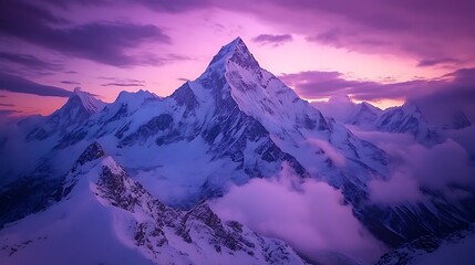 Obraz premium Majestic Snowcapped Mountains at Sunset