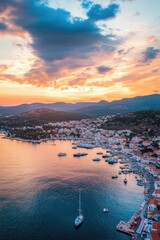 Obraz premium Harbor aerial view with boats