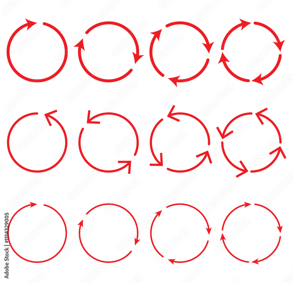 Poster cyclic rotation icon set. symbol of reload, refresh, loading, recycle and repeat icon vector .