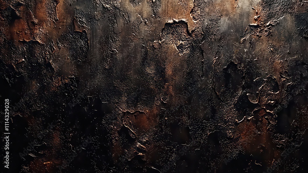 Poster dark and moody rugged texture scene with bold elements in a gritty environment