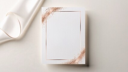 Invitation mockup, decorative border design, elegant layout, soft colors, copy space