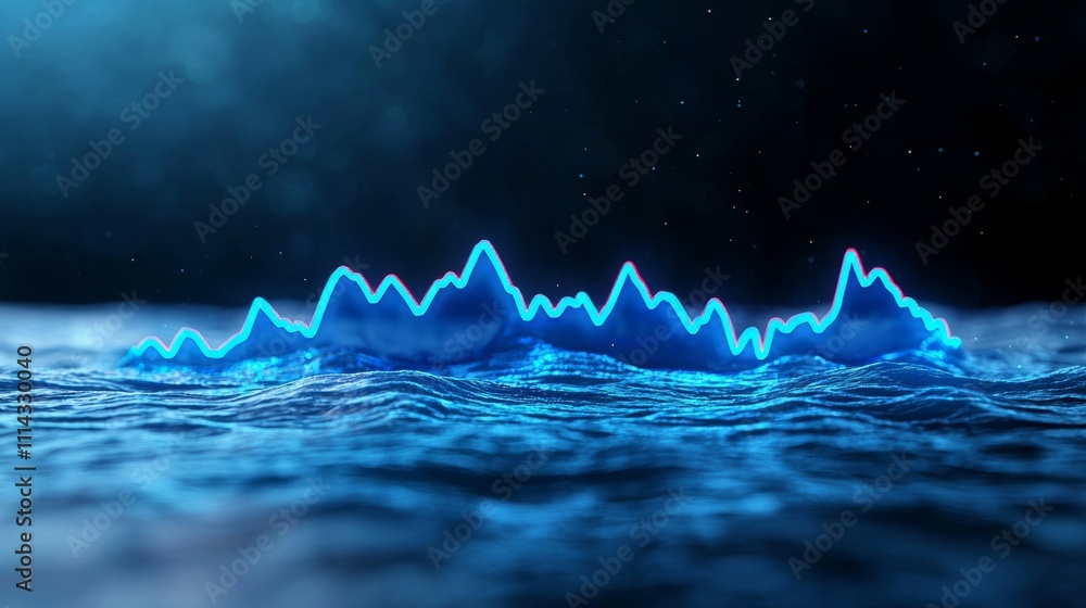 Poster a radiant line graph displayed over a hazy background, illustrating data patterns.